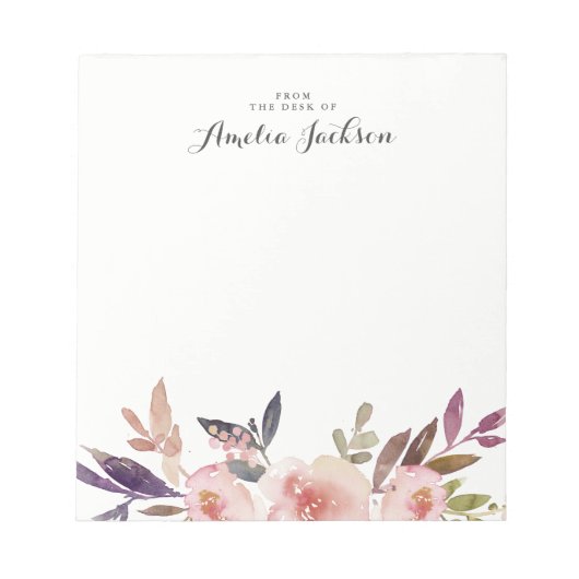 Aquarellfarbene Personalisierte Notepad-Stationier Notizblock (Vorderseite)