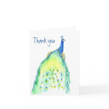 Aquarellfarbene Pfaue Dankeschön Karte