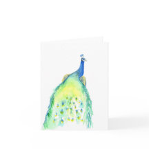 Aquarellfarbene Pfauenkarte