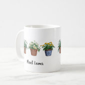 Aquarellfarbene Pflanze Blume mit Monogramm Pflanz Kaffeetasse (Vorderseite Links)