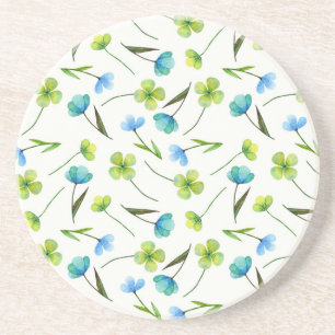 Aquarellfarbene Pflanze: Blumenmuster ohne Naht. Getränkeuntersetzer