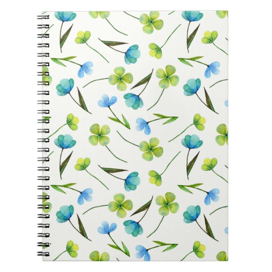 Aquarellfarbene Pflanze: Blumenmuster ohne Naht. Notizblock (Vorderseite)