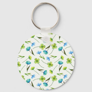 Aquarellfarbene Pflanze: Blumenmuster ohne Naht. Schlüsselanhänger