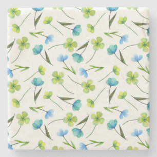 Aquarellfarbene Pflanze: Blumenmuster ohne Naht. Steinuntersetzer