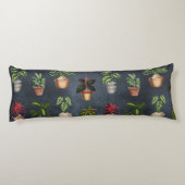 Aquarellfarbene Pflanze Rustikales Muster Schwarz Seitenschläferkissen (Rückseite)