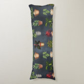 Aquarellfarbene Pflanze Rustikales Muster Schwarz Seitenschläferkissen (Vorderseite Vertikal)