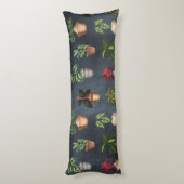 Aquarellfarbene Pflanze Rustikales Muster Schwarz Seitenschläferkissen (Rückseite (Vertikal))