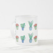 Aquarellfarbene Pflanze und Sukkulturen Mattglastasse (Vorderseite Links)