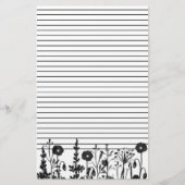 Aquarellfarbene Pflanze Wildblumen Schwarz Briefpapier (Vorderseite)