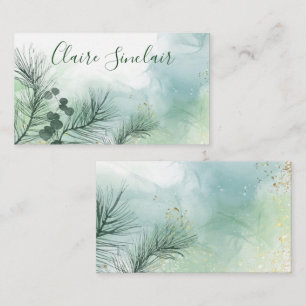 Aquarellfarbene Pine Floral Business Card Visitenkarte