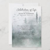 Aquarellfarbene Pinien Feier des Lebens Einladung (Vorderseite)