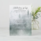 Aquarellfarbene Pinien Feier des Lebens Einladung (Stehend Vorderseite)