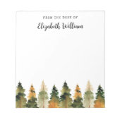 Aquarellfarbene Pinienbäume Personalisierter Notep Notizblock (Vorderseite)