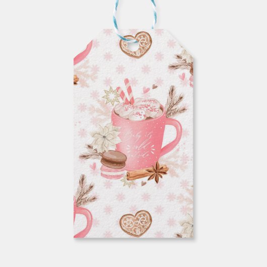 Aquarellfarbene Pink-Cookies und Cocoa Girl Babydu Geschenkanhänger (Rückseite)