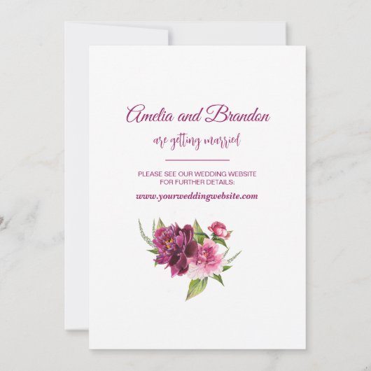 Aquarellfarbene Pink Peonies Rustikale Hochzeit Save The Date (Rückseite)