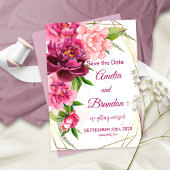 Aquarellfarbene Pink Peonies Rustikale Hochzeit Save The Date