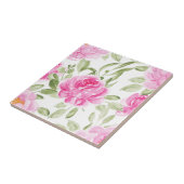 Aquarellfarbene Pink Peonies und Grünmuster Fliese (Seite)