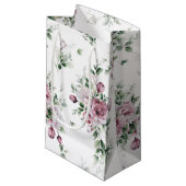 Aquarellfarbene Pink Peonies und Grünpflanzen Kleine Geschenktüte (Vorderseite Schrägansicht)