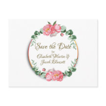 Aquarellfarbene Pink-Peonys Save the Date blorfarb