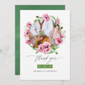 Aquarellfarbene Pink-Poppies Hochzeitliches Foto Dankeskarte (Vorne/Hinten)