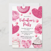 Aquarellfarbene Pinkkuchen und Leckereien Valentin Einladung (Vorderseite)