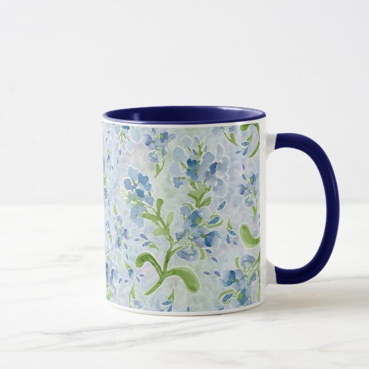 Aquarellfarbene Plumbago-Blume auf Pastellen Tasse (Rechts)