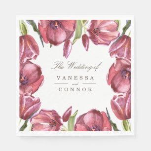 Aquarellfarbene Poppies und Ihre Namen Hochzeit Serviette