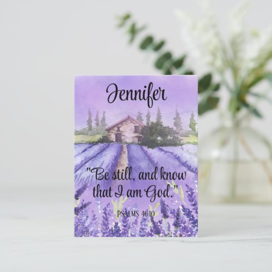 Aquarellfarbene Provence Lavender Scripture ermuti Postkarte (Stehend Vorderseite)