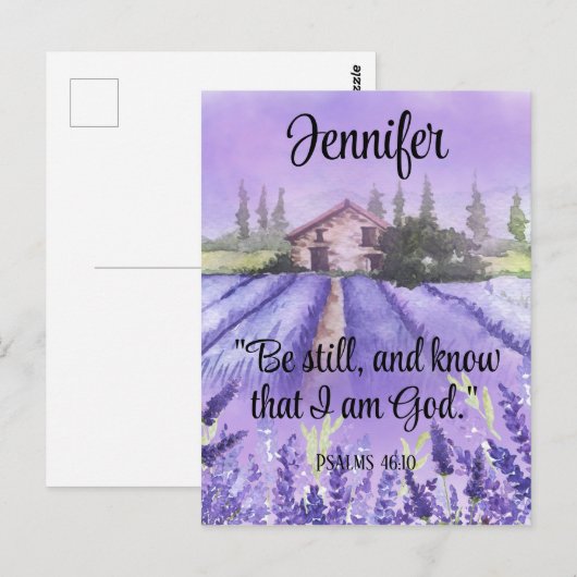 Aquarellfarbene Provence Lavender Scripture ermuti Postkarte (Vorne/Hinten)