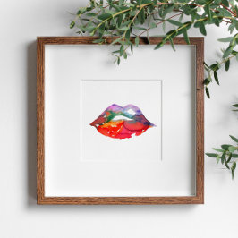 Aquarellfarbene Regenbogenlips Make-up Poster