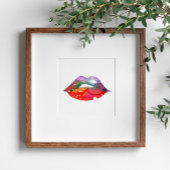 Aquarellfarbene Regenbogenlips Make-up Poster