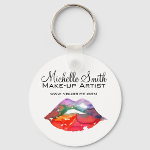 Aquarellfarbene Regenbogenlips Make-up Schlüsselanhänger