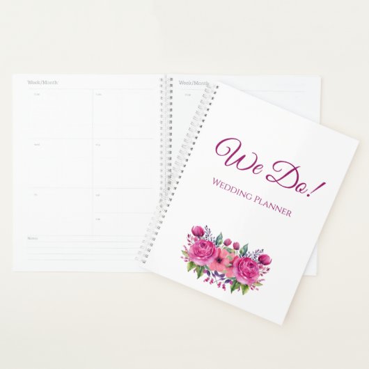 Aquarellfarbene Rosa Blume Bouquet- Hochzeitsplane Planer (Anzeige)