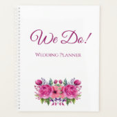 Aquarellfarbene Rosa Blume Bouquet- Hochzeitsplane Planer (Vorderseite)