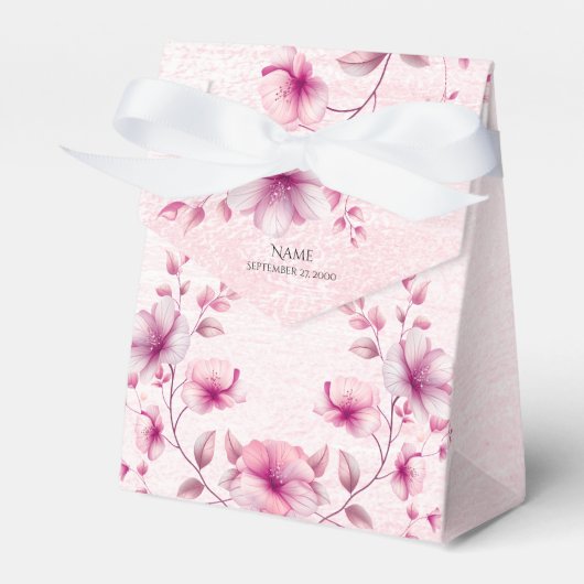 Aquarellfarbene Rosa Blume Gefälligkeitsbox Geschenkschachtel (Vorderseite)