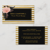 Aquarellfarbene Rosa Blume & Goldene Streifen Beru Visitenkarte (Vorne/Hinten)