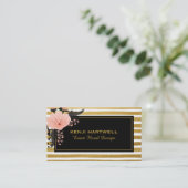 Aquarellfarbene Rosa Blume & Goldene Streifen Beru Visitenkarte (Stehend Vorderseite)