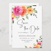 Aquarellfarbene, rosa Blume Hochzeitsstift Foto Save The Date (Vorne/Hinten)