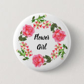 Aquarellfarbene rosa Blume Kreissaal-Design Button (Vorderseite)