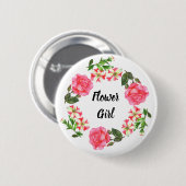 Aquarellfarbene rosa Blume Kreissaal-Design Button (Vorne & Hinten)