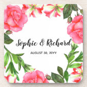 Aquarellfarbene rosa Blume Kreissaal-Design Getränkeuntersetzer (Vorderseite)