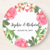 Aquarellfarbene rosa Blume Kreissaal-Design Getränkeuntersetzer (Vorne)