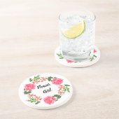 Aquarellfarbene rosa Blume Kreissaal-Design Sandstein Untersetzer (Seite)