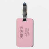 Aquarellfarbene rosa Blume Personalisiert Gepäckanhänger (Rückseite vertikal)