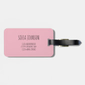 Aquarellfarbene rosa Blume Personalisiert Gepäckanhänger (Rückseite horizontal)