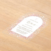 Aquarellfarbene, rosa Blume Taufe Acryleinladungen (Ablage )