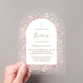 Aquarellfarbene, rosa Blume Taufe Acryleinladungen (Insitu (Handheld))