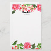 Aquarellfarbene rosa Blume Zirkelkranz Briefpapier (Vorne/Hinten)
