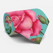 Aquarellfarbene rosa Blume Zirkelkranz Krawatte (Gerollt)