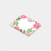 Aquarellfarbene rosa Blume Zirkelkranz Post-it Klebezettel (angewinkelt)